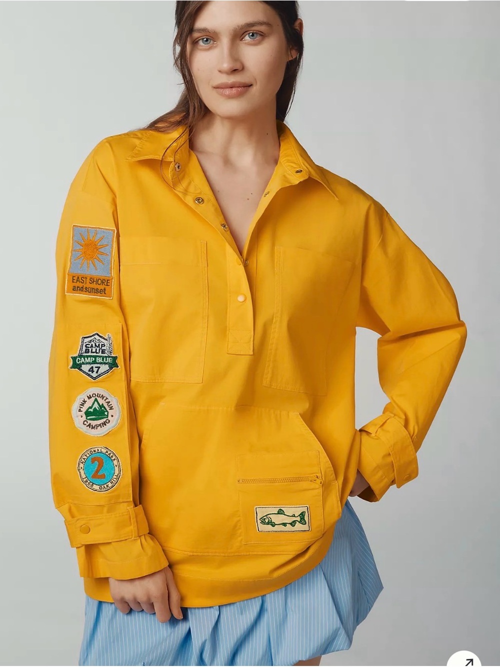 Maeve Yellow Patch-Embroidered Pullover Jacket